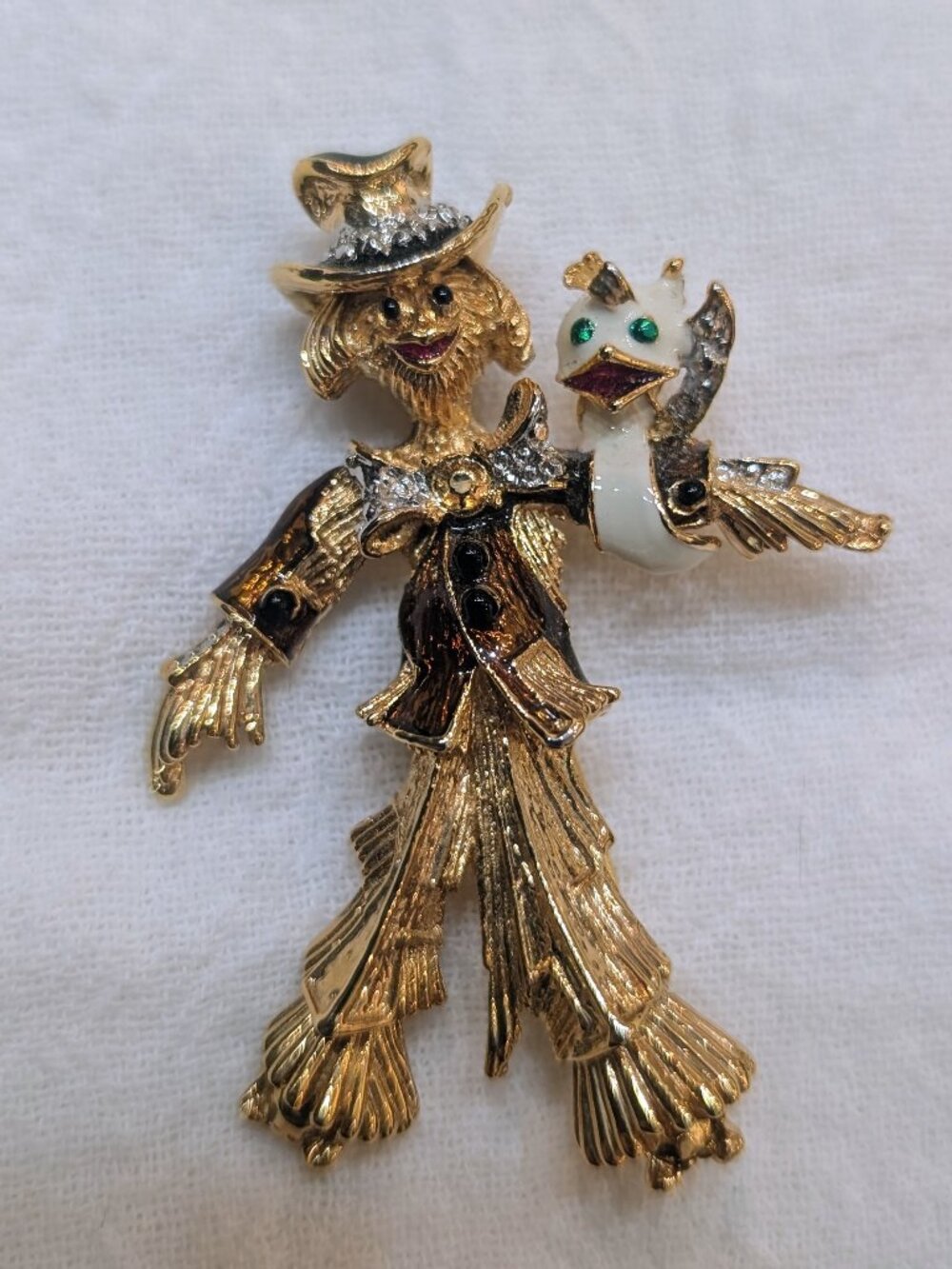 Scarecrow and Bird Brooch